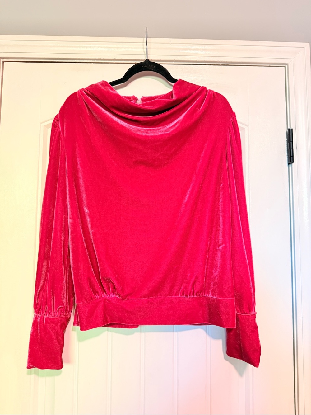 Velvet Cowl Neck Top in Vibrant Fuchsia